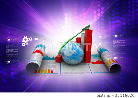 Business growth graph and  globe 35116620