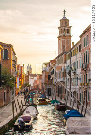 Sunset view with canal in Venice, Italy Sunset view with canal in Venice, Italy 35117405