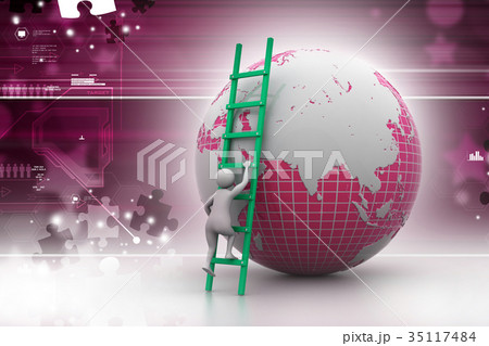 Earth globe and ladder Earth globe and ladder 35117484