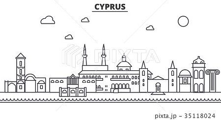 Cyprus architecture line skyline illustration 35118024