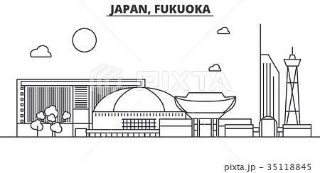 Japan, Fukuoka architecture line skyline 35118845