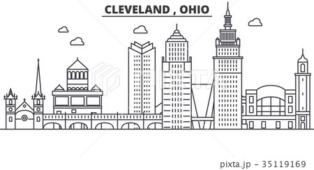 Ohio Cleveland architecture line skyline 35119169