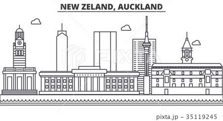 New Zeland, Auckland architecture line skyline 35119245