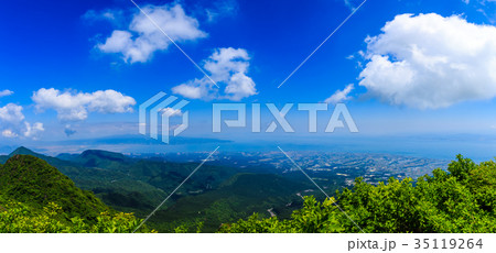 立岩の峰 新緑の雲仙 パノラマ 立岩の峰 新緑の雲仙 パノラマ 35119264
