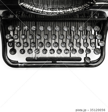 Old manual typewriter machine, top view Old manual typewriter machine, top view 35120056