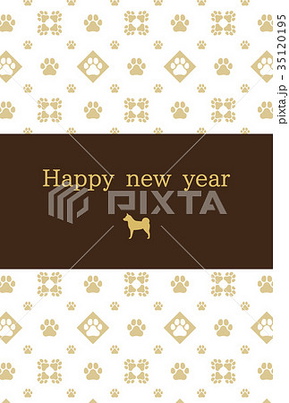 戌年　年賀状　英語賀詞　添え書き無し 35120195