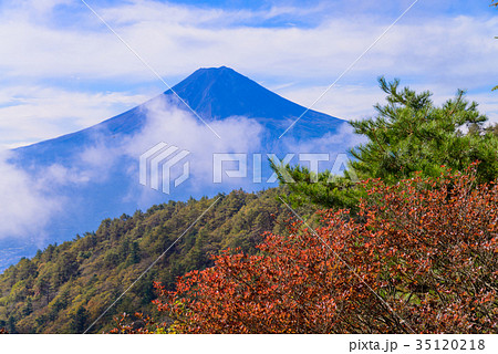 紅葉の三ツ峠山から富士山 紅葉の三ツ峠山から富士山 35120218
