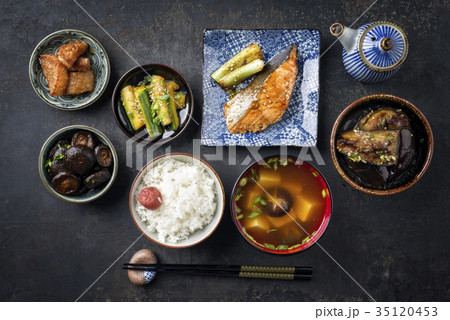 Traditional Japanese dish with Fish Teriyaki 35120453