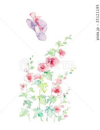 立葵と麦わら帽子 立葵と麦わら帽子 35121195