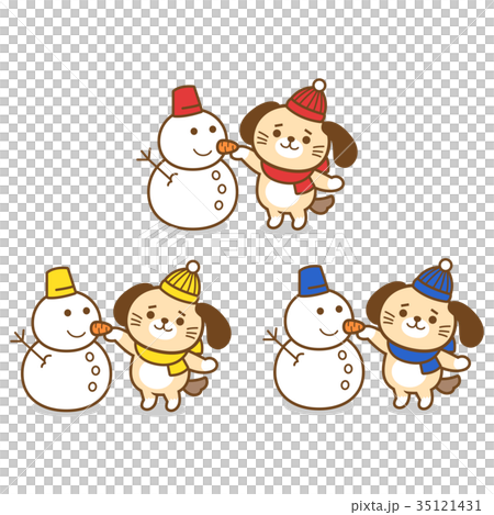 犬(イラスト・キャラクター)冬01 犬(イラスト・キャラクター)冬01 35121431