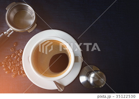 Coffee cup and beans with Equipment for coffee 35122530