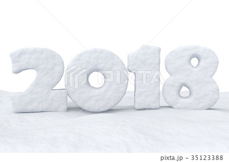 2018 New Year snow text on snow 2018 New Year snow text on snow 35123388