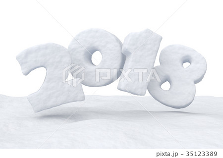New Year 2018 snow text over snow surface 35123389