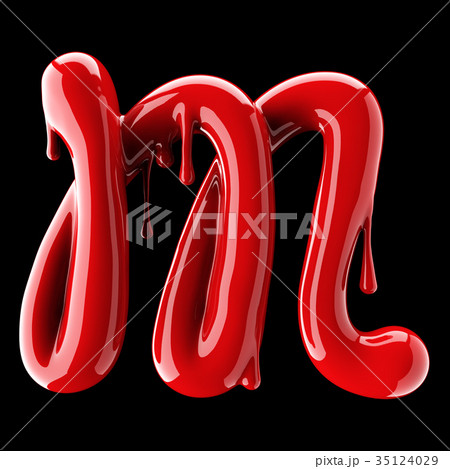 Leaky red alphabet on black background 35124029