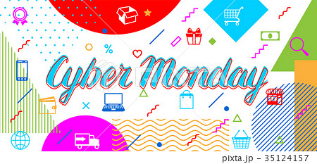 Cyber monday sale banner. Online shopping and 35124157