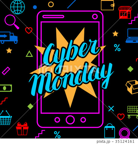Cyber monday sale background. Online shopping and 35124161