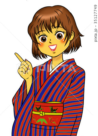和服でおすすめをする女の子 35127749