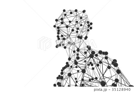 Silhouette of man. Spheres and lines 35128940