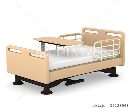 介護ベッドとテーブル 3dイラストのイラスト素材