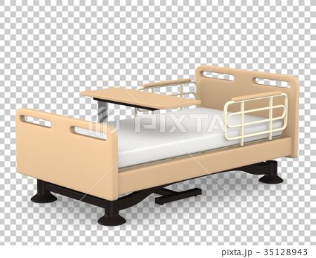 介護ベッドとテーブル 3dイラストのイラスト素材