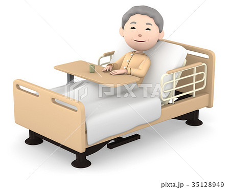 介護ベッドのシニア女性 35128949