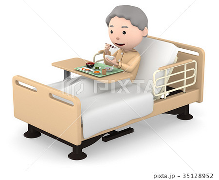 入院中 食事をするシニア女性 35128952