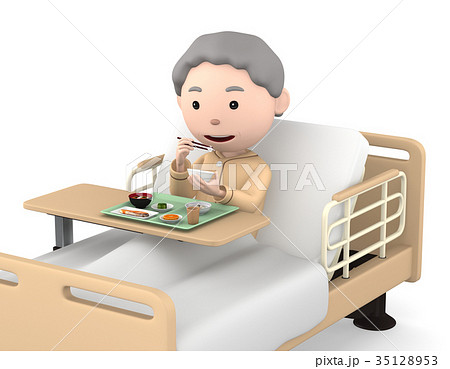入院中 食事をするシニア女性 35128953