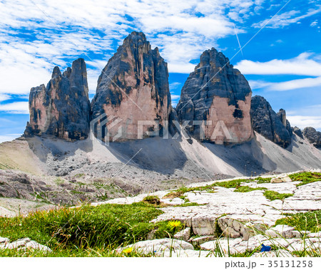 The Tre Cime di Lavaredo in the Italian dolomites The Tre Cime di Lavaredo in the Italian dolomites 35131258