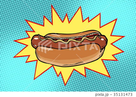 Pop art hot dog fast food 35131473