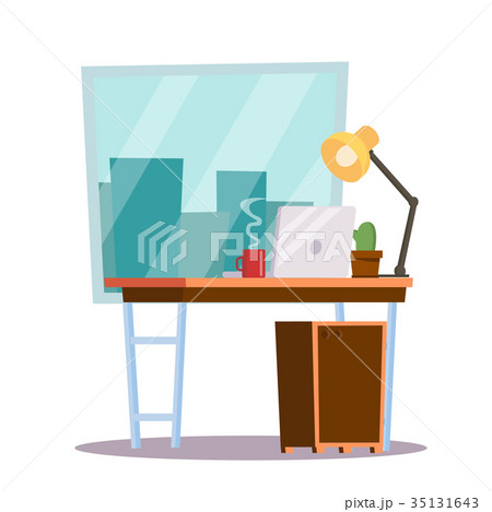 Office Workplace Concept Vector. Office Desk.  35131643