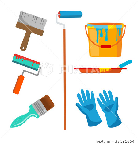 Wall Painting Items Vector. Accessories Set. Wall Painting Items Vector. Accessories Set. 35131654