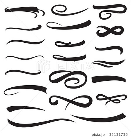 Set of Yellow Hand Lettering Convex Underlines Set of Yellow Hand Lettering Convex Underlines 35131736