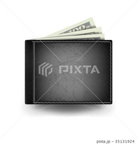 Realistic Black Wallet Vector. Money. 35131924