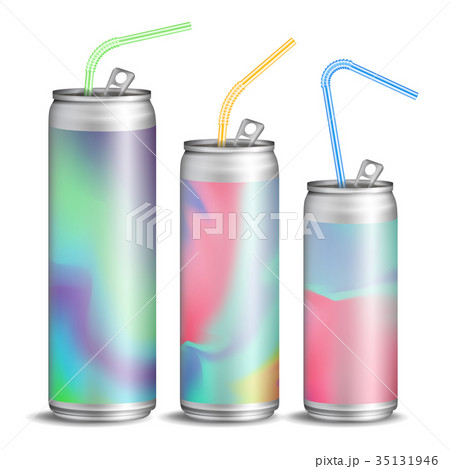 Realistic Metallic Can Vector. Soft Energy Drink. 35131946
