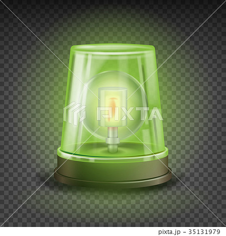 Green Flasher Siren Vector. Realistic Object. 35131979