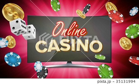 Online Casino Vector. Banner With Computer Online Casino Vector. Banner With Computer 35131994