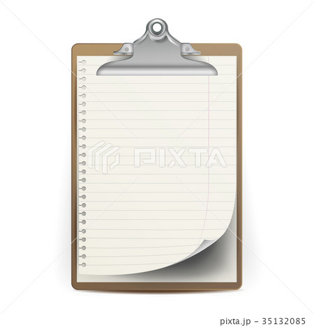 Realistic Clipboard Vector. A4 Size. Top View.  35132085