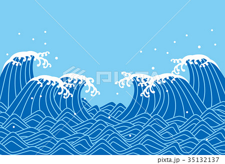 青い波　和風 35132137