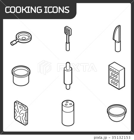 Cooking outline isometric icons 35132153