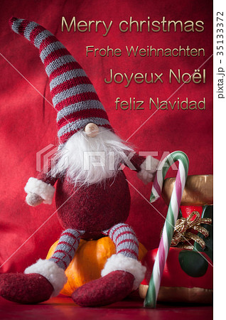 greeting card merry Christmas with four languages 35133372