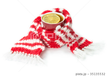 wool scarf, wrapped around a cup of tea wool scarf, wrapped around a cup of tea 35135532