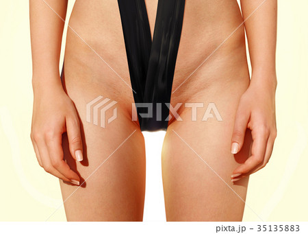 part of lady body in black latex 35135883