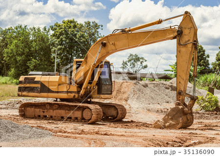 excavator on the workplace construction 35136090