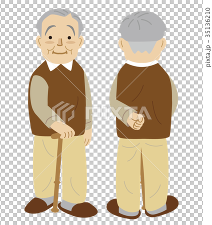 シニア おじいさん 正面 背面 シニア おじいさん 正面 背面 35136210