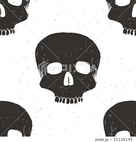 Skull seamless pattern, hand drawn sketch vector 35138145