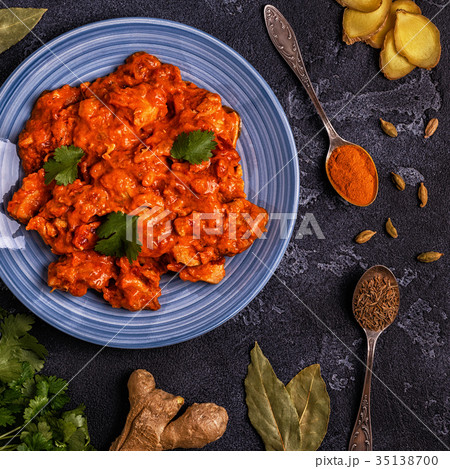Traditional Indian curry with chicken. Traditional Indian curry with chicken. 35138700
