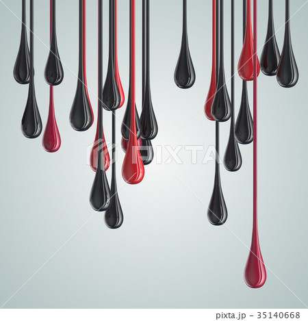 3D red and black glossy paint drop blobs 35140668