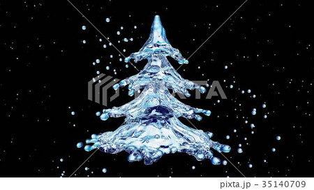 Christmas water splash tree on black background Christmas water splash tree on black background 35140709
