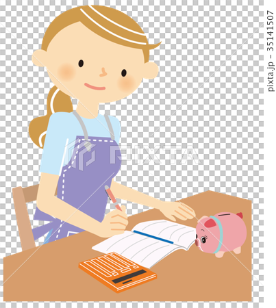 主婦 家計簿のイラスト素材