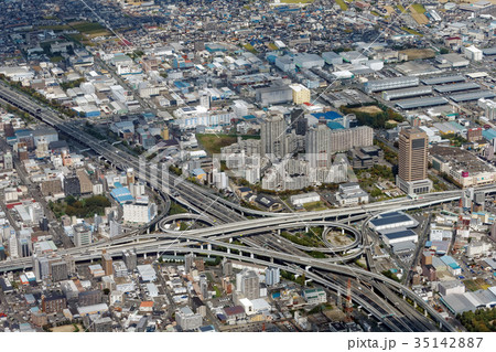 大阪平野　空撮　東大阪ジャンクション 35142887